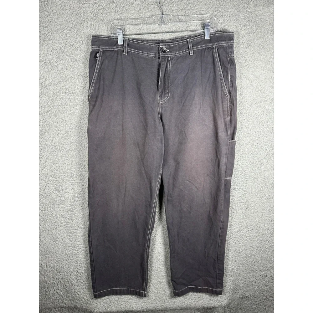 Y2K Quiksilver Tridagger Men Baggy Fit Carpenter Pants 36 Faded Gray Skate 2000s